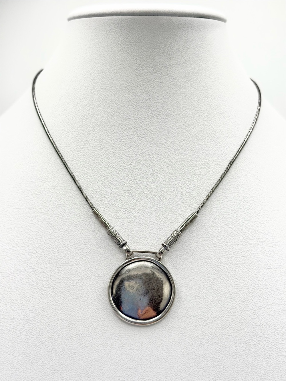 Silpada Rare HTF Oxidized Sterling Silver Round Pendant Signed “Didae” Necklace